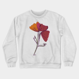 3 poppies & 1 face - muted browns and orange Crewneck Sweatshirt